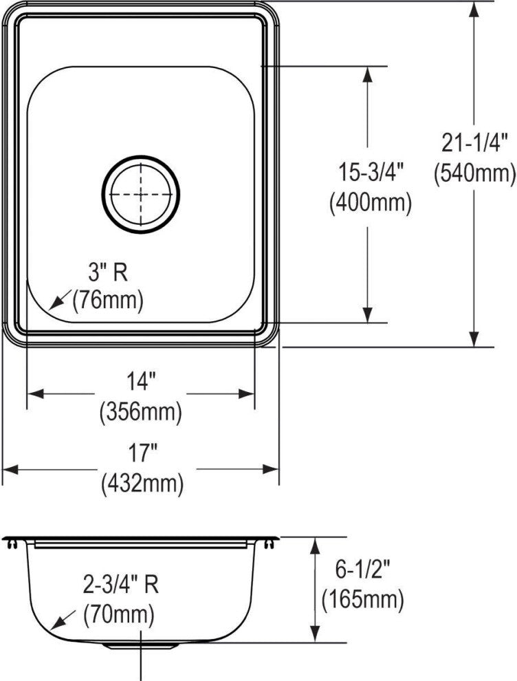 Elkay D11721 Dayton 17" Drop In Single Basin Stainless Steel Bar - 3 Faucet