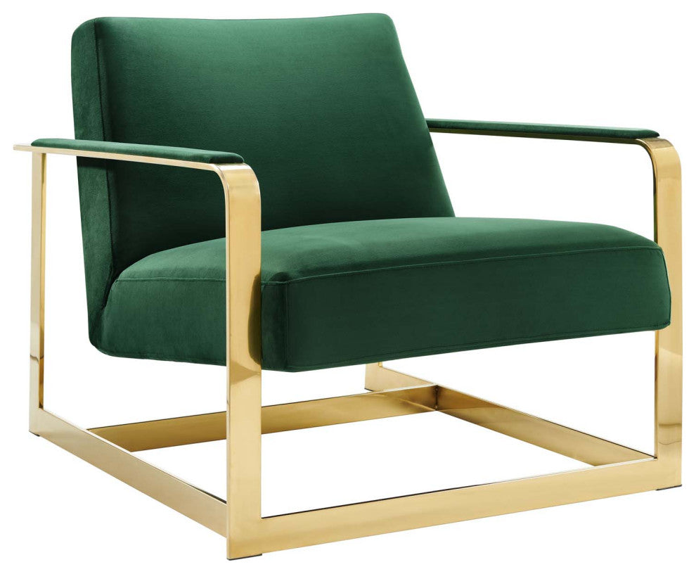 Seg Performance Velvet Accent Chair-Gold Emerald