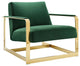Seg Performance Velvet Accent Chair-Gold Emerald