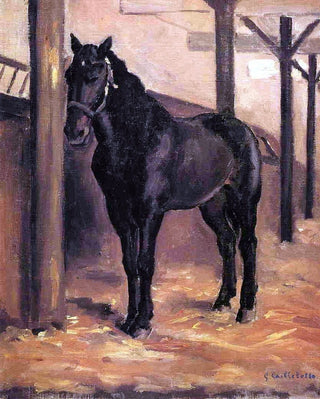 Gustave Caillebotte Yerres- Dark Bay Horse in the Stable Gallery Wrapped Canvas