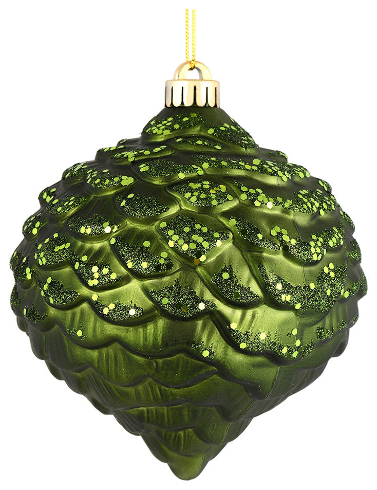 Vickerman N183864D 6" Moss Green Glitter Pinecone Christmas Ornament