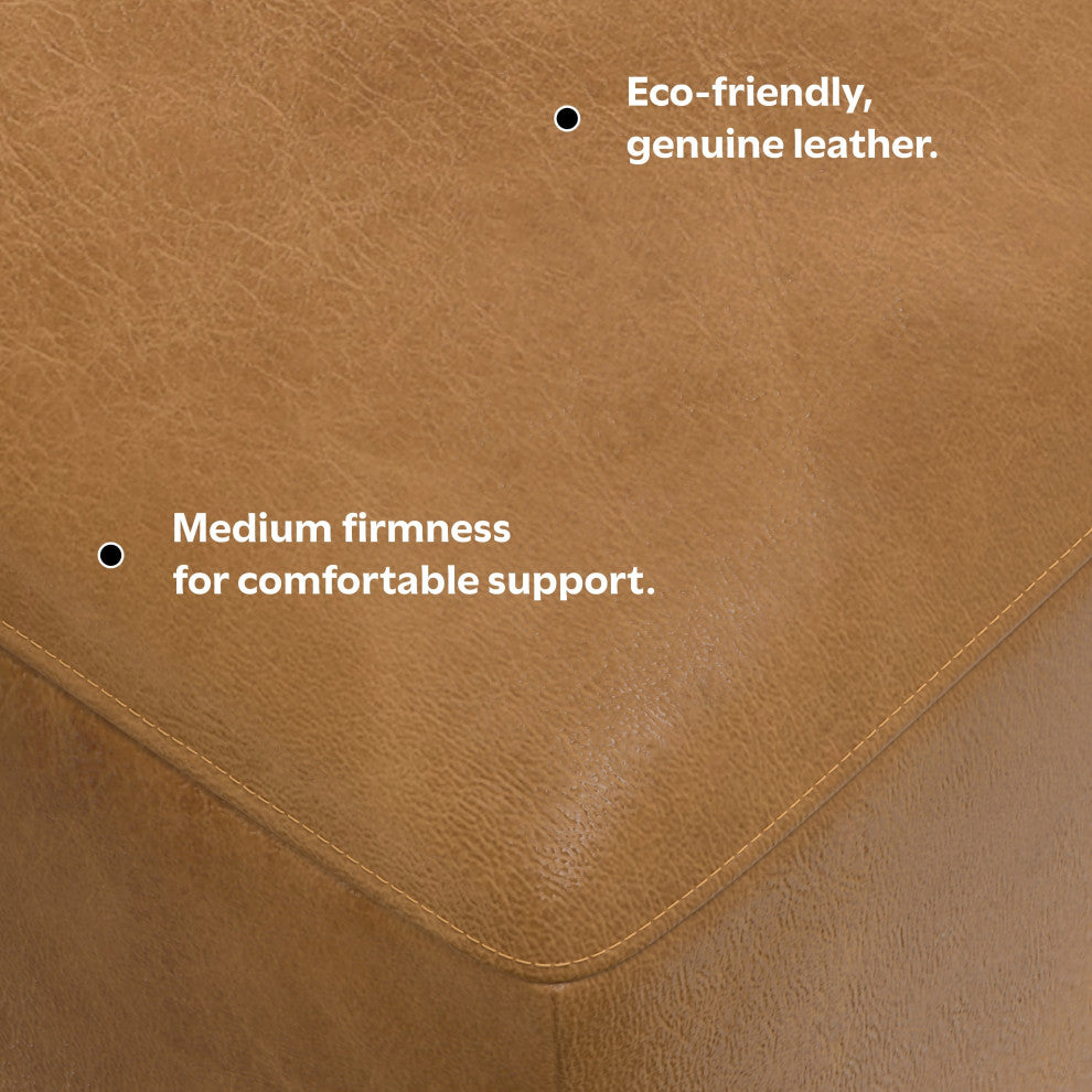 Rex Ottoman in Genuine Leather , Fully Assembled