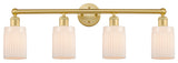 Hadley 4-Light 32" Bath Vanity Light, Satin Gold Finish, Matte White Shade