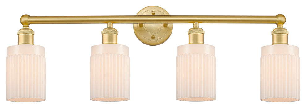 Hadley 4-Light 32" Bath Vanity Light, Satin Gold Finish, Matte White Shade