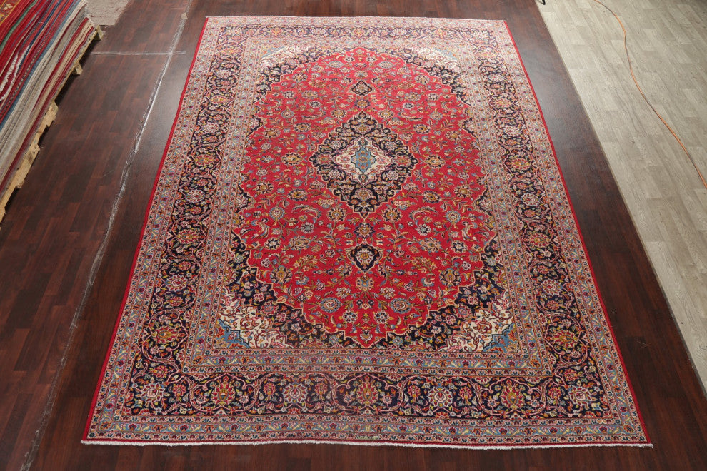 Consigned, Oriental Traditional Handmade Vintage Persian Area Rug, Red, 10x13