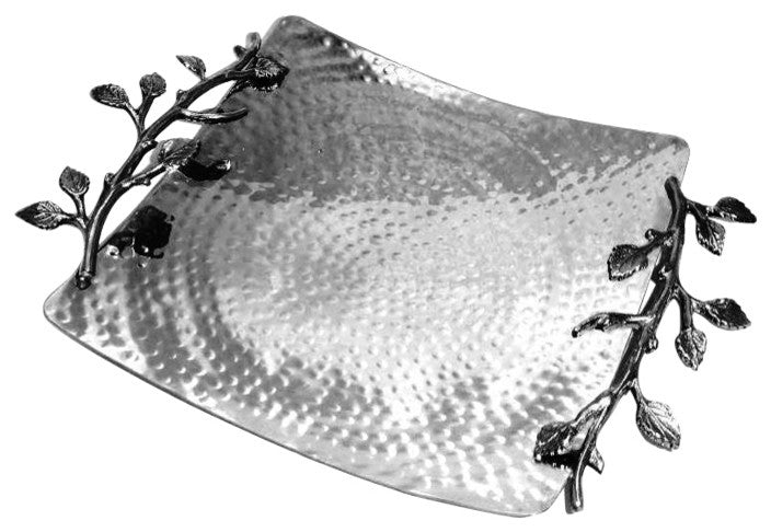 Sparkle Silver Leaf Square Tray