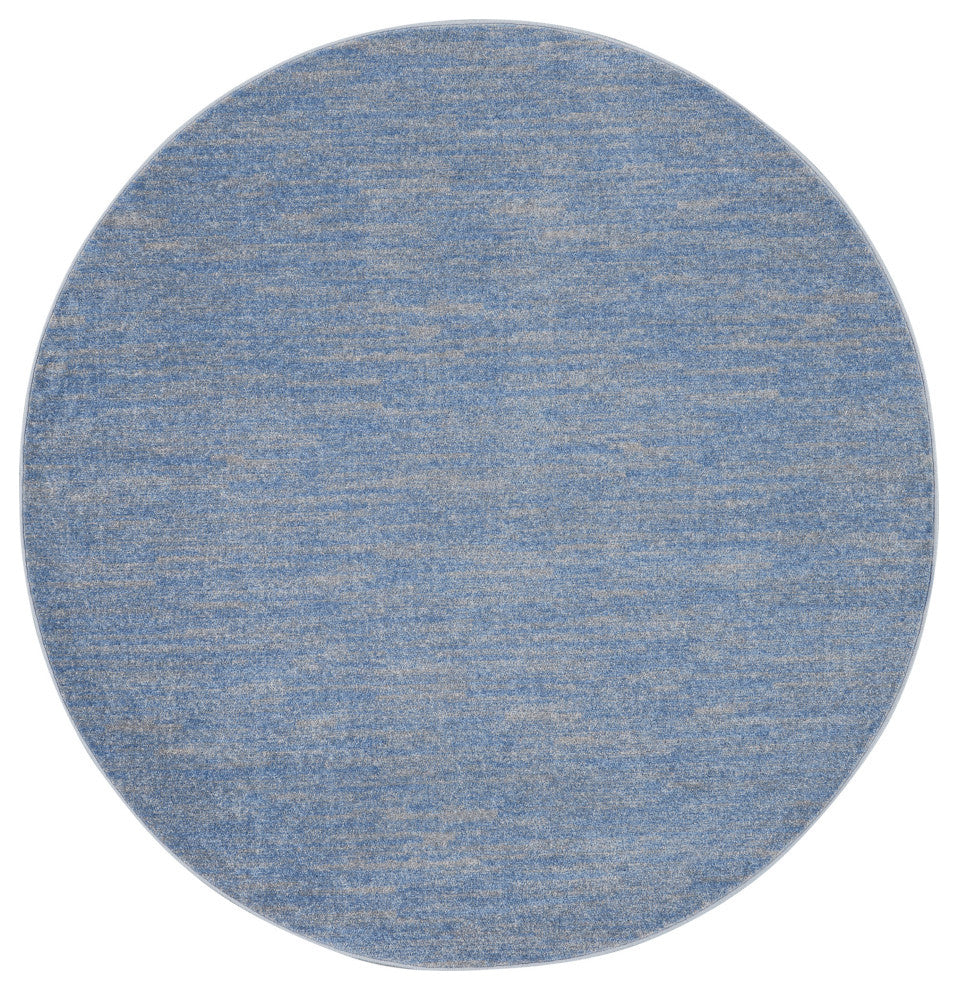 Nourison Essentials 6' x Round Blue/Grey Outdoor Area Rug