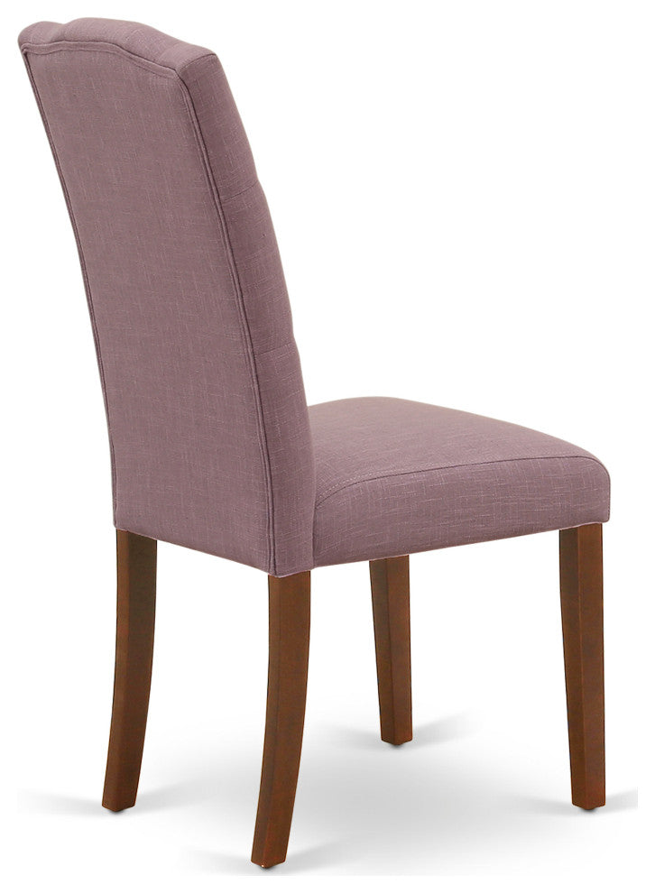 5Pc Dining Set, Square Table, Four Parson Chairs, Dahlia Fabric, Mahogany