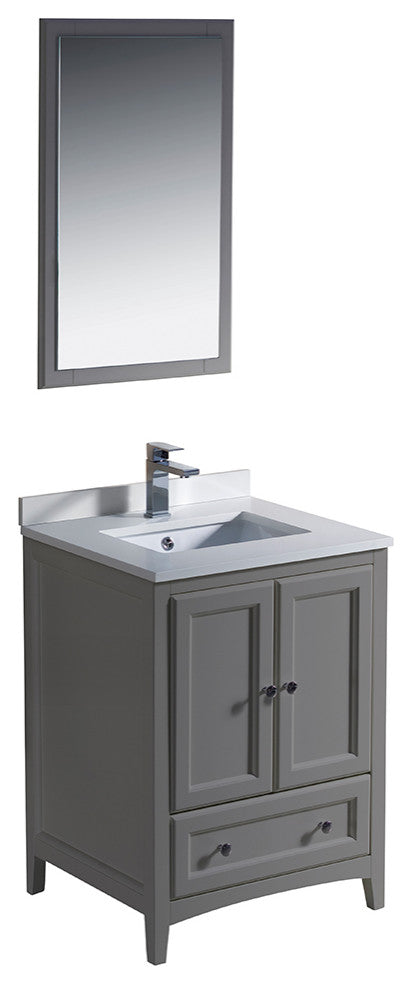 Oxford 24" Gray Traditional Bathroom Vanity, Faucet, FFT9151CH