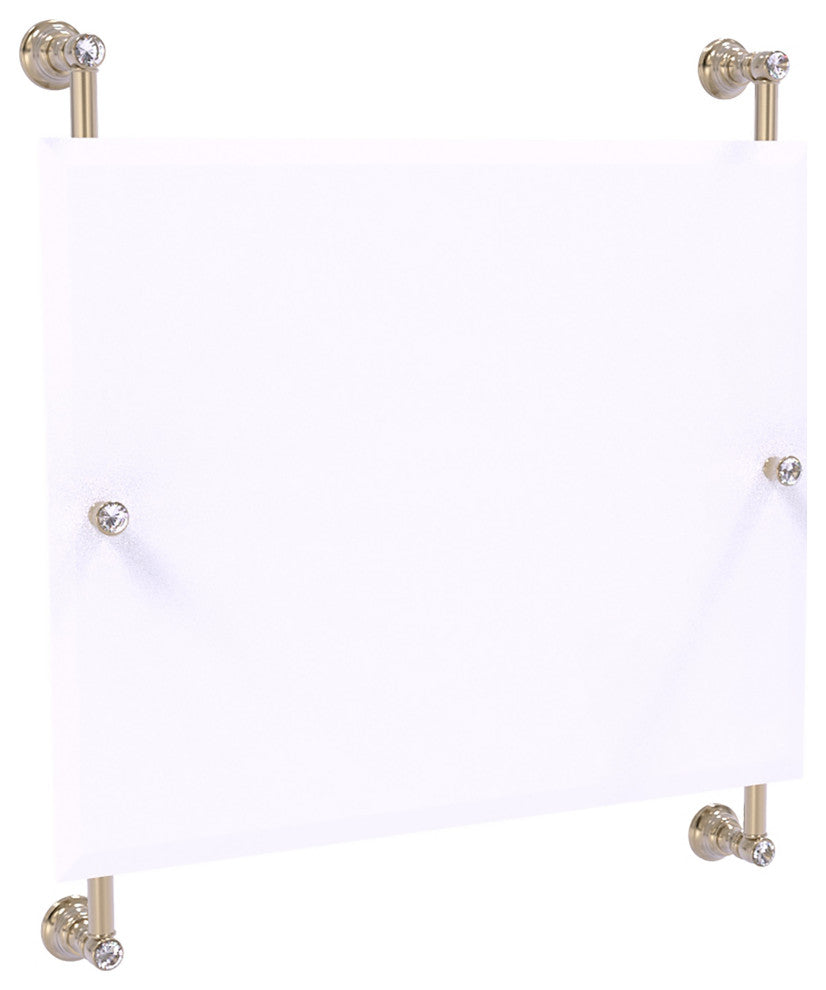 Carolina Crystal Landscape Frameless Rail Mounted Mirror, Antique Pewter
