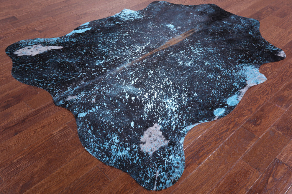 Blue Metallic Cowhide Rug 7' 1" X 6' 3" C2122