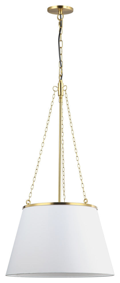 Plymouth Contemporary 1 Light White Aged Brass Fabric Pendant