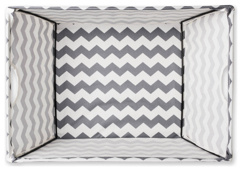 Polyester Bin Chevron Gray Trapezoid Large 20x14"x11"
