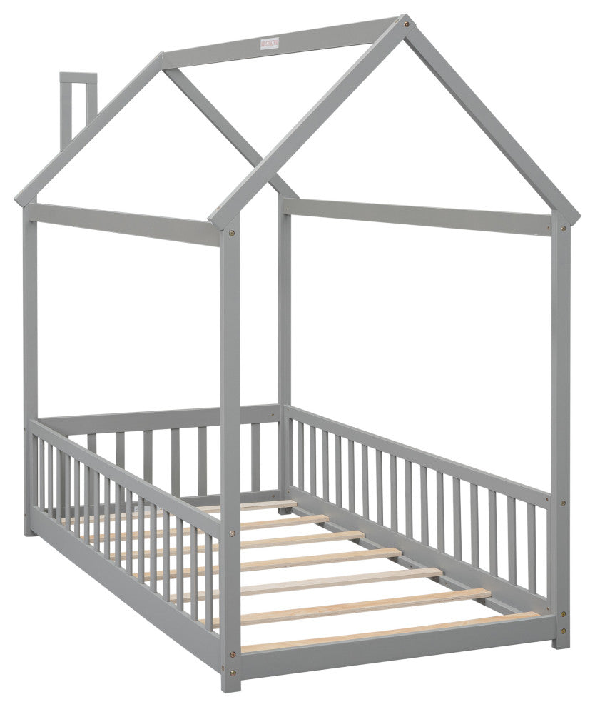 Gewnee Twin House Bed with Guardrails
