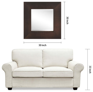 Beveled Wall Mirror, Bronze on Black Metallic Shagreen Leather Framed Mirror