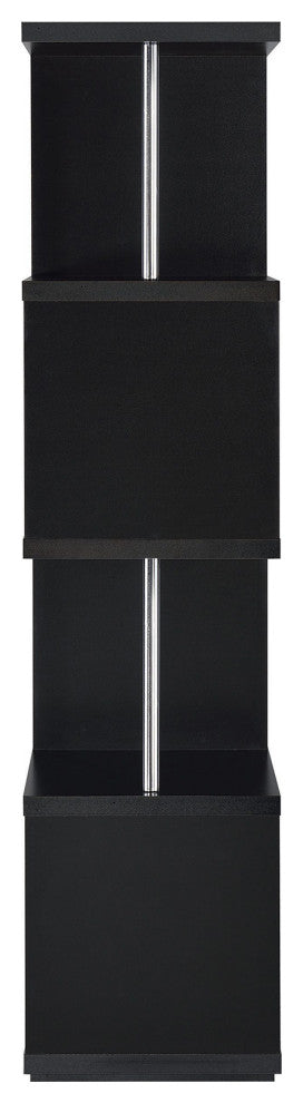 Rectangular 4-Shelf Bookcase, Black