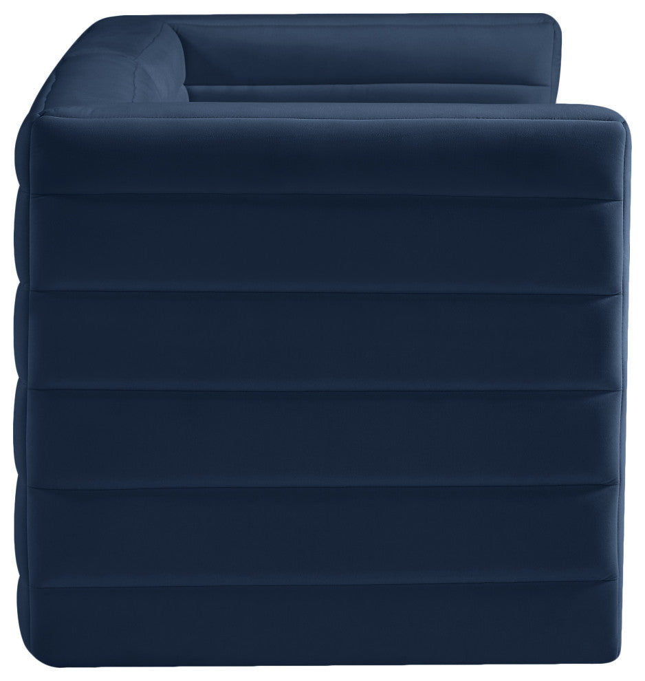 Quincy Velvet Upholstered 2-Piece Modular Sofa, Navy