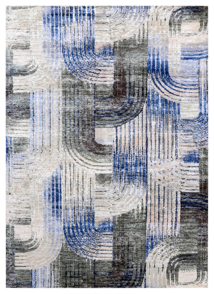 THE INTERTWINED PASSAGE Silk Textured Wool Hand Knotted Oriental Rug, 4'0"x6'1"