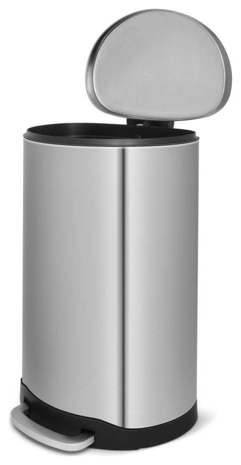 40-Liter Fingerprint Free Brushed Stainless Steel Semi-Round Step-On Trash Can