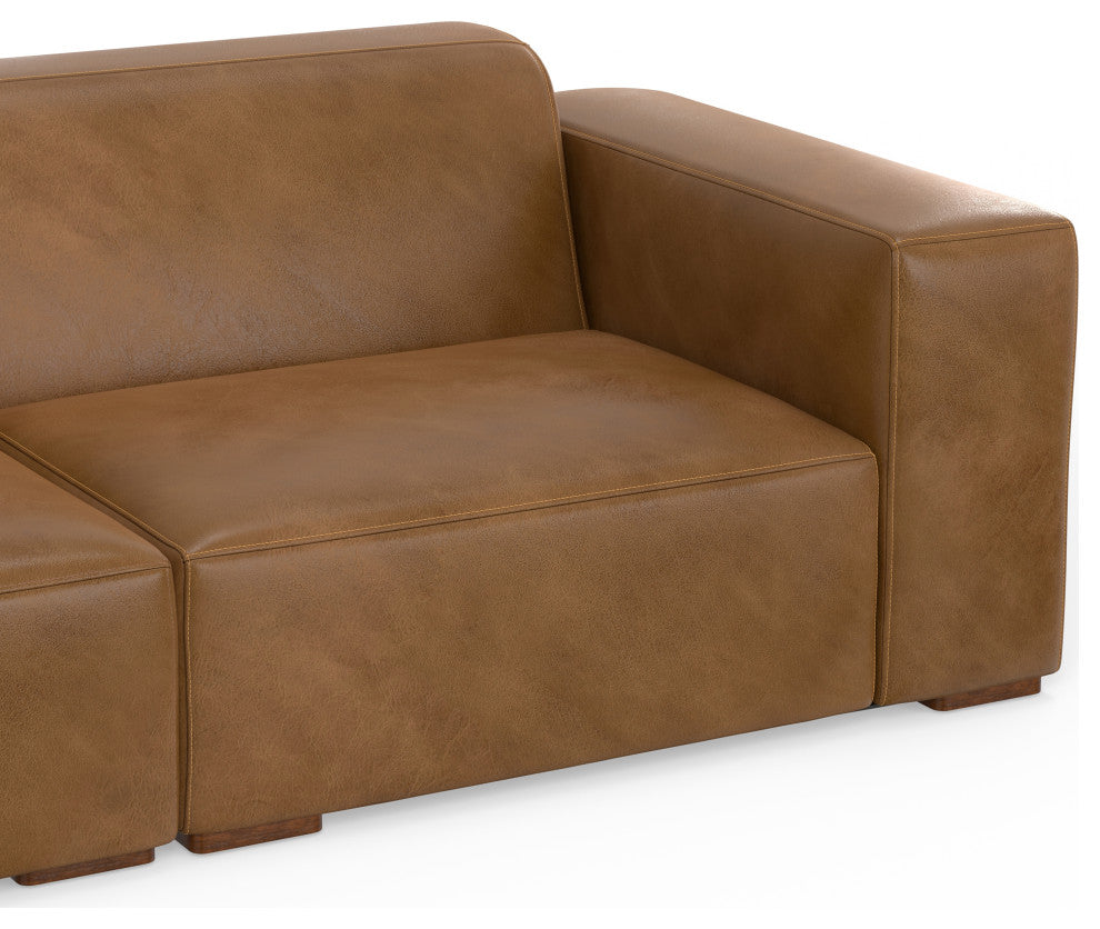 Rex Left Corner Sectional Modular Sofa with Ottoman in Genuine Leather