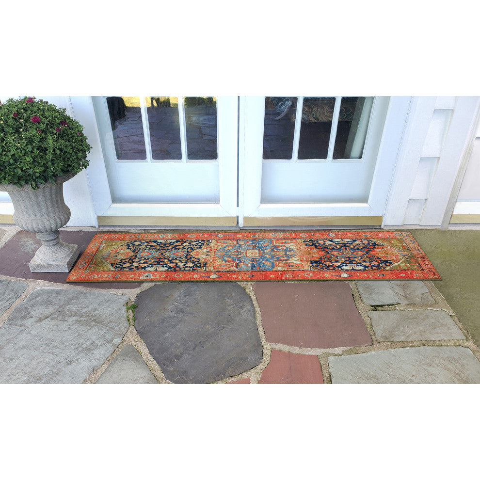 Marina Heriz Indoor/Outdoor Rug, Red, 1'11"x7'6"