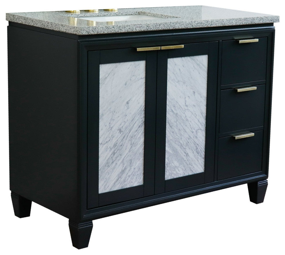 43" Single Vanity, Dark Gray Finish With Gray Granite