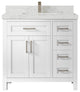 Cambridge 36 Center Sink Bath Vanity in White 2" Calacatta Nuvo