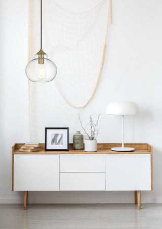 Home Living 8" Pendant Clear Shade, Satin Gold