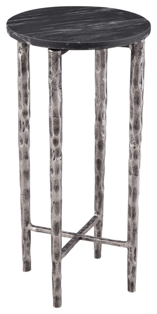 Mendez Accent Table - Silver/Black Marble