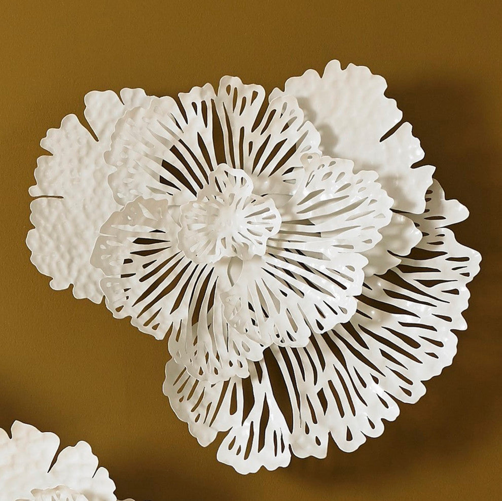 Flower Wall Art, White, Large