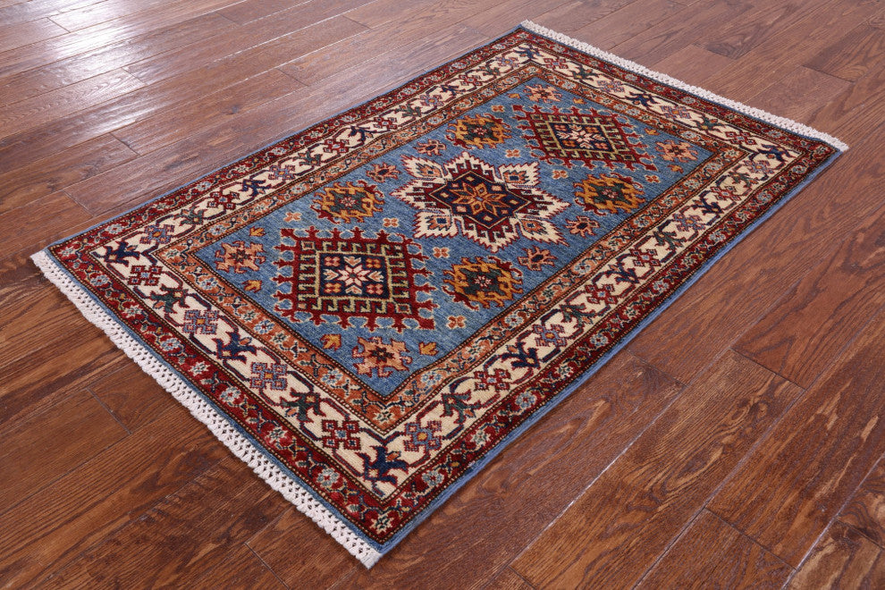 2' 10" X 4' 4" Handmade Super Kazak Wool Rug - Q12980