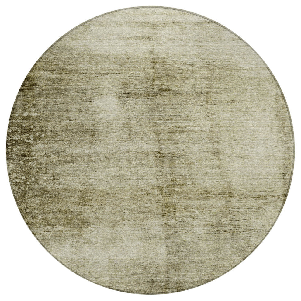 Machine Washable Indoor/Outdoor Chantille ACN1884 Khaki 8' x 8' Round Rug