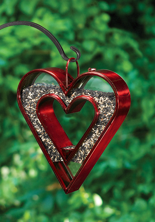 Heart Fly-Thru Bird Feeder Ruby Red Finish by Good Directions