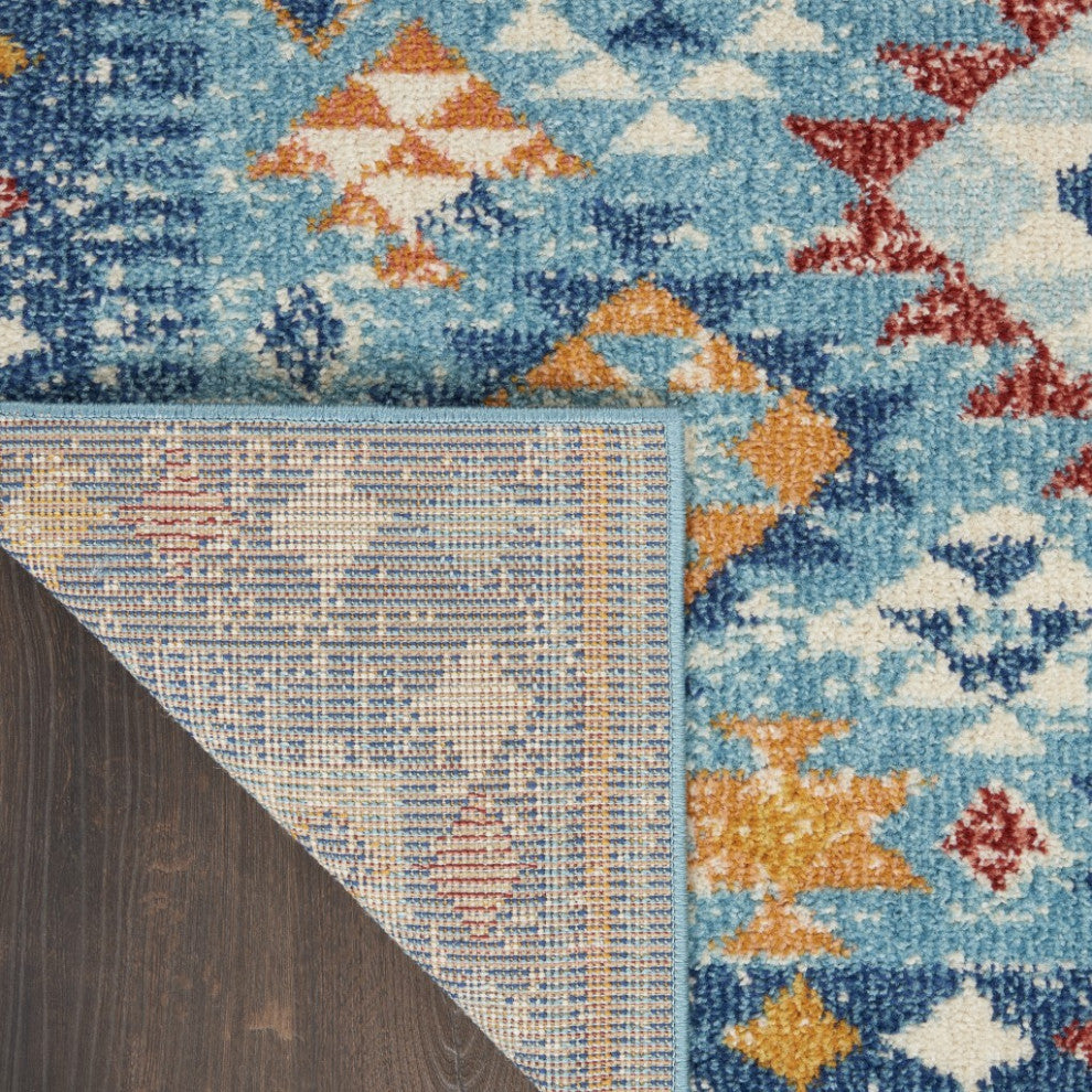 8" x 10" Blue and Multi Diamonds Area Rug