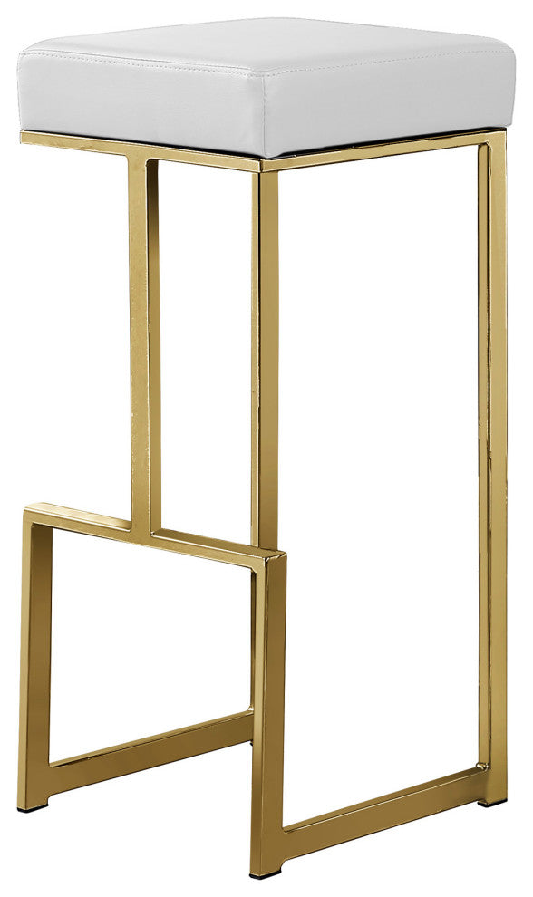 Jakob Backless 31" Bar Stool, Gold, Set of 2, White