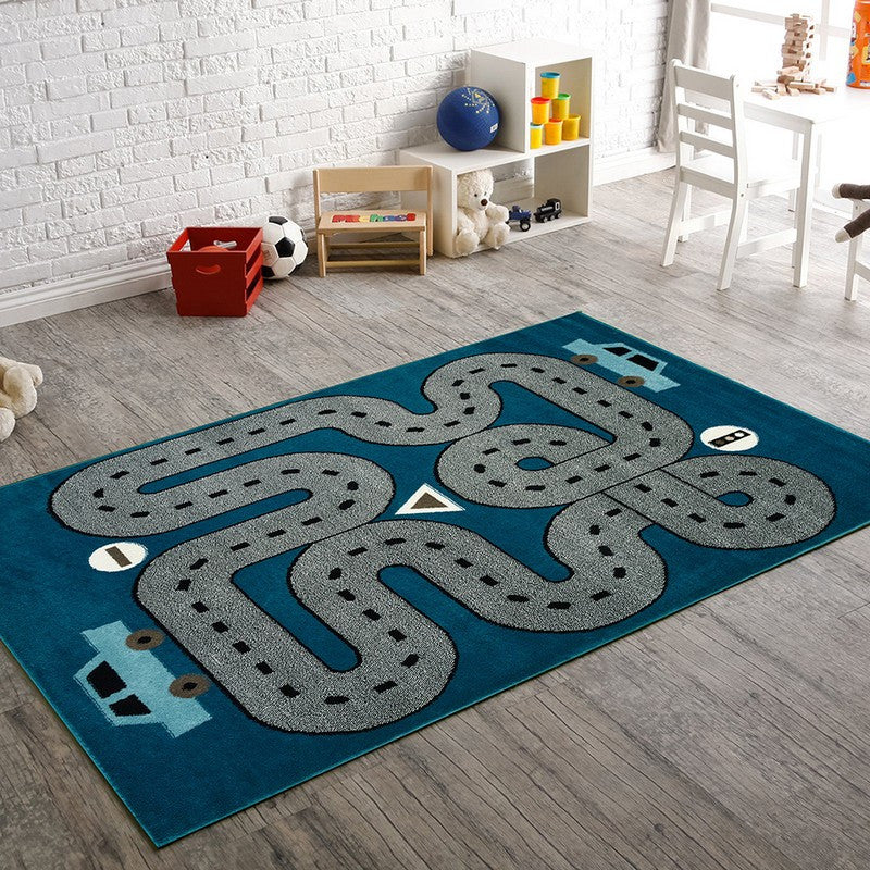 5??x 7??Navy Imaginative Racetrack Area Rug