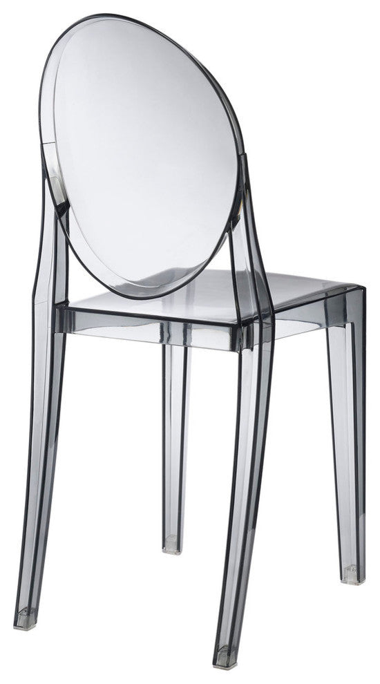 Modern Contemporary Kitchen Dining Side Chair Smoked Clear, Outdoor or Indoor