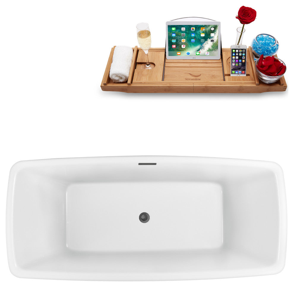59" Streamline N1261BGM Freestanding Tub and Tray With Internal Drain