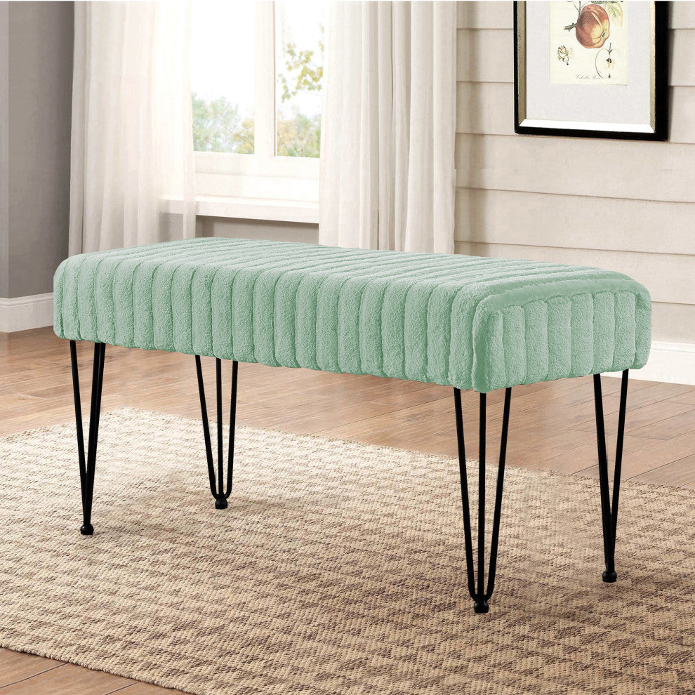 Serenta Super Mink Ottoman, Sea Foam, 46''x16''x22''
