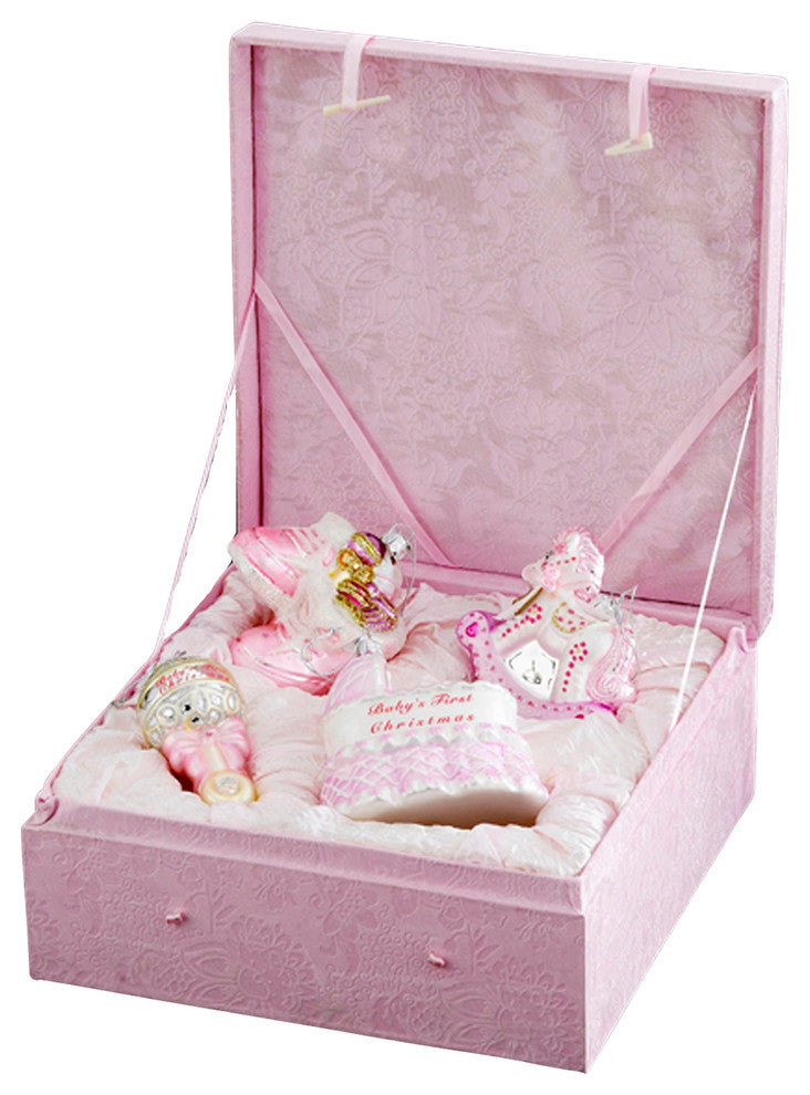 Noble Gems Glass Baby Girl Ornament Set