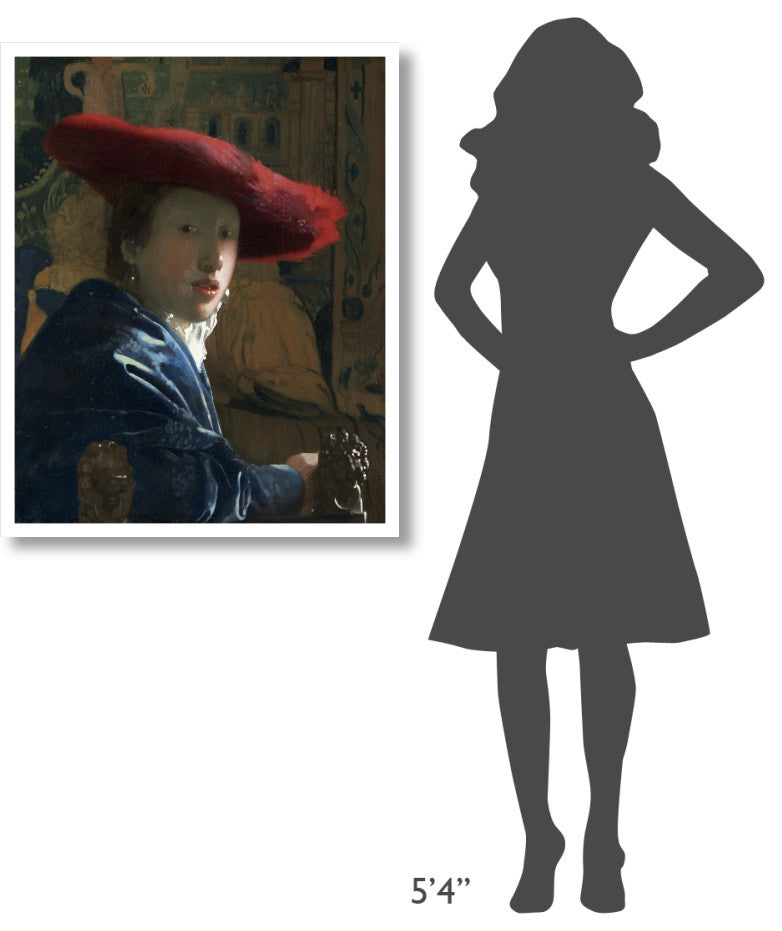 "Girl with a Red Hat" Digital Paper Print by Johannes Vermeer, 30"x37"