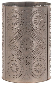 Punched Tin Metal Waste Basket Trash Can, Diamond