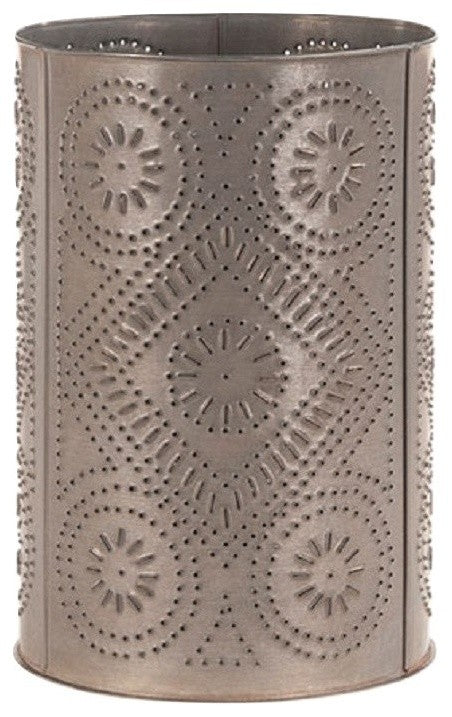Punched Tin Metal Waste Basket Trash Can, Diamond