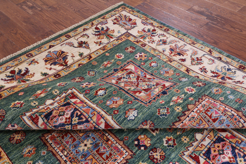 6' 8" X 9' 10" Super Kazak Hand Knotted Wool Rug Q7626