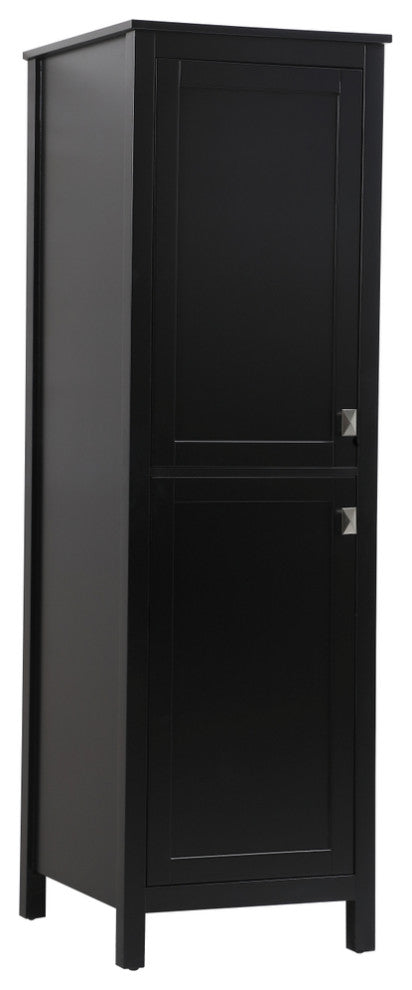 20" Wide Bathroom Linen Storage Freestanding Cabinet, Black
