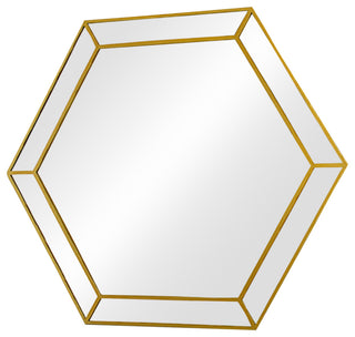 CHLOE'S Reflection Golden Finish Hexagon Framed Wall Mirror, 30"
