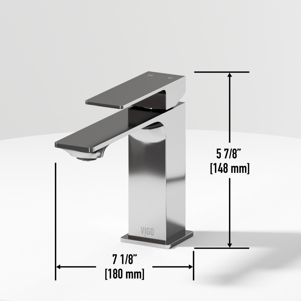 VIGO Dunn 6" H Single Handle Single Hole Bathroom Faucet, Chrome, Without Extras