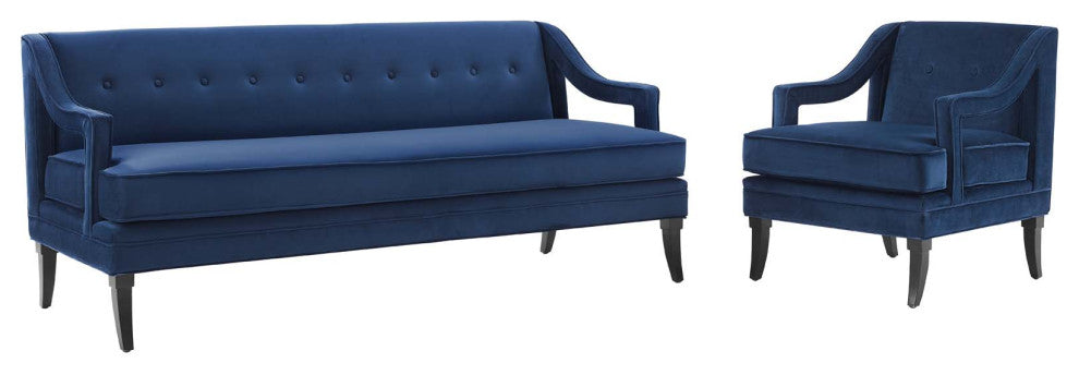 Concur Living Room Set Performance Velvet Set of 2 Navy