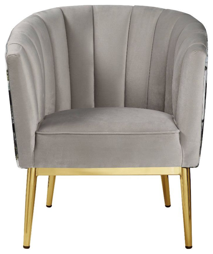 Acme Colla Accent Chair Gray Velvet and Gold
