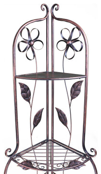 HomeRoots 16" X 3.5" X 67.5" Copper Steel Corner Bakers Rack With Shelves